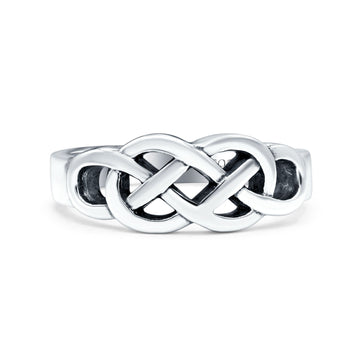 Infinity Celtic Oxidized Band Solid 925 Sterling Silver Thumb Ring (7mm)